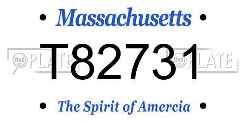 T82731 Massachusetts License Plate