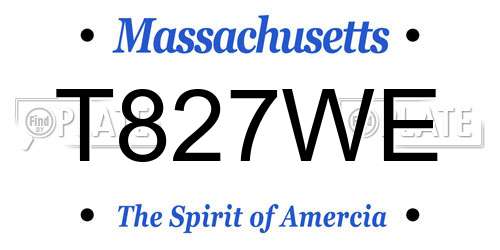 T827WE Massachusetts License Plate