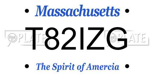 T82IZG Massachusetts License Plate
