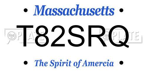 T82SRQ Massachusetts License Plate