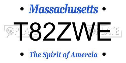 T82ZWE Massachusetts License Plate