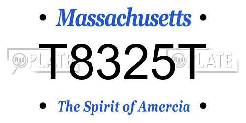 T8325T Massachusetts License Plate