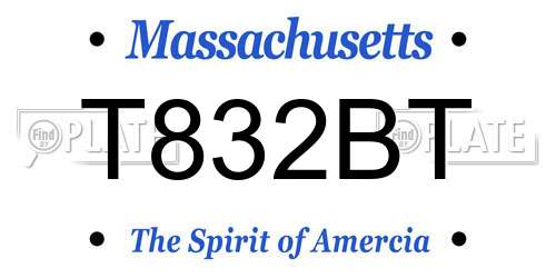 T832BT Massachusetts License Plate