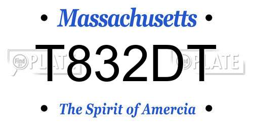 T832DT Massachusetts License Plate