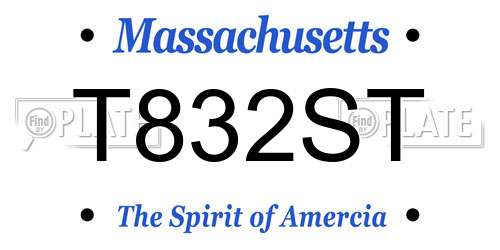 T832ST Massachusetts License Plate