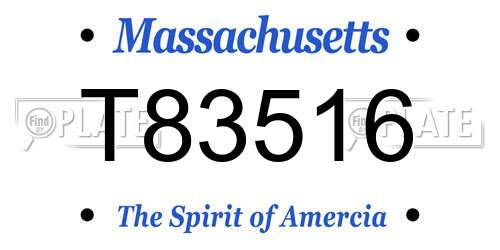 T83516 Massachusetts License Plate