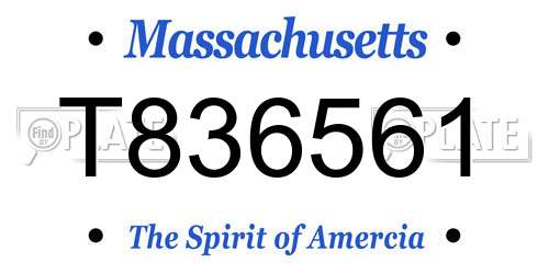 T836561 Massachusetts License Plate