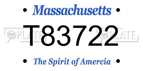 T83722 Massachusetts License Plate
