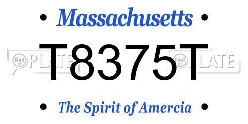 T8375T Massachusetts License Plate
