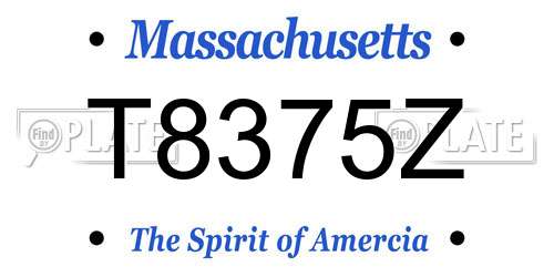 T8375Z Massachusetts License Plate