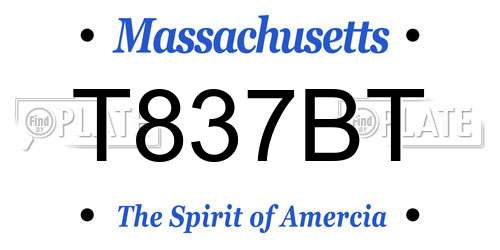 T837BT Massachusetts License Plate