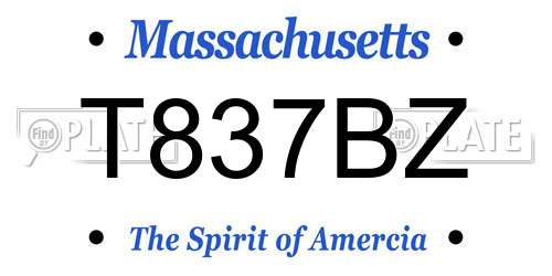 T837BZ Massachusetts License Plate