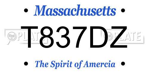 T837DZ Massachusetts License Plate