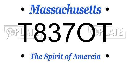 T837OT Massachusetts License Plate