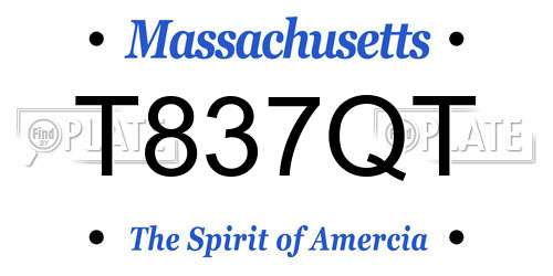 T837QT Massachusetts License Plate