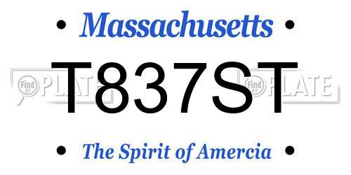 T837ST Massachusetts License Plate