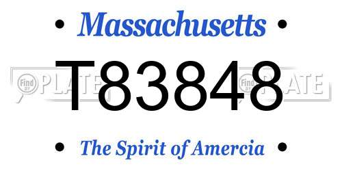 T83848 Massachusetts License Plate