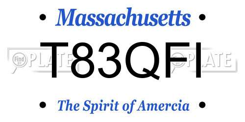 T83QFI Massachusetts License Plate