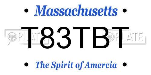 T83TBT Massachusetts License Plate