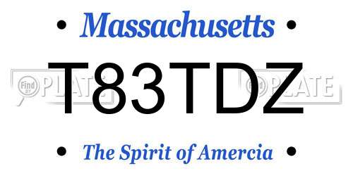 T83TDZ Massachusetts License Plate