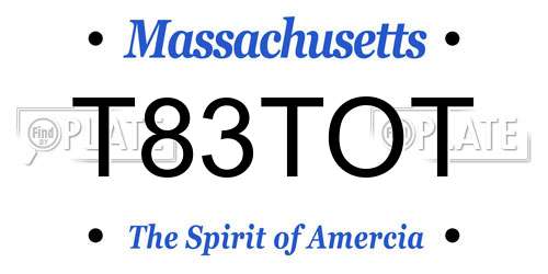 T83TOT Massachusetts License Plate