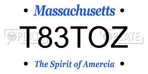 T83TOZ Massachusetts License Plate