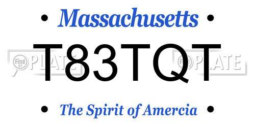 T83TQT Massachusetts License Plate