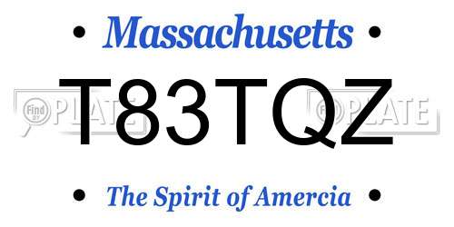 T83TQZ Massachusetts License Plate