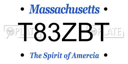 T83ZBT Massachusetts License Plate