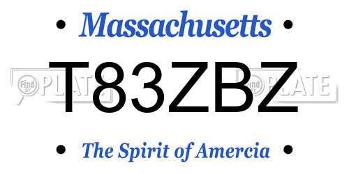 T83ZBZ Massachusetts License Plate