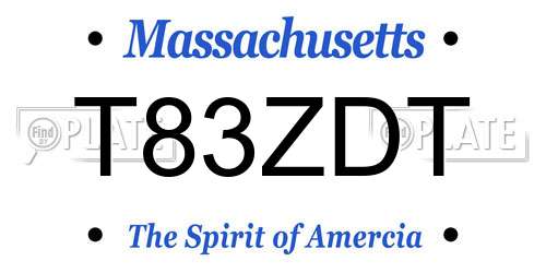 T83ZDT Massachusetts License Plate