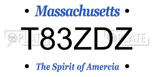 T83ZDZ Massachusetts License Plate