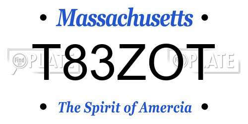 T83ZOT Massachusetts License Plate
