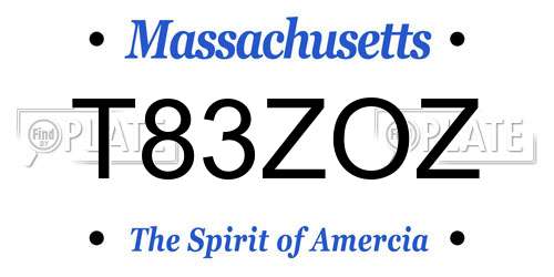 T83ZOZ Massachusetts License Plate