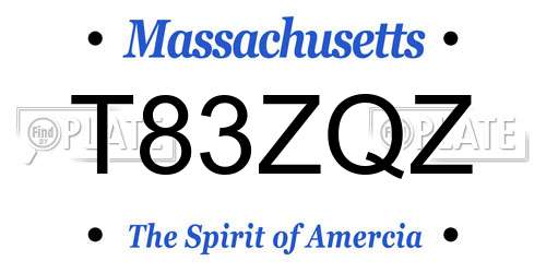 T83ZQZ Massachusetts License Plate