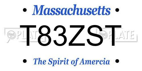 T83ZST Massachusetts License Plate