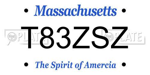 T83ZSZ Massachusetts License Plate
