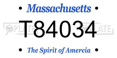T84034 Massachusetts License Plate