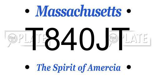 T840JT Massachusetts License Plate