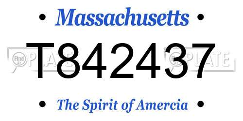 T842437 Massachusetts License Plate