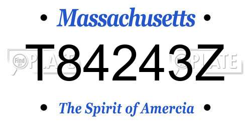 T84243Z Massachusetts License Plate