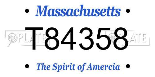 T84358 Massachusetts License Plate