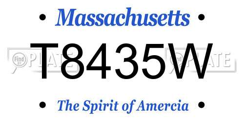 T8435W Massachusetts License Plate