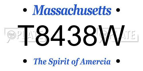 T8438W Massachusetts License Plate