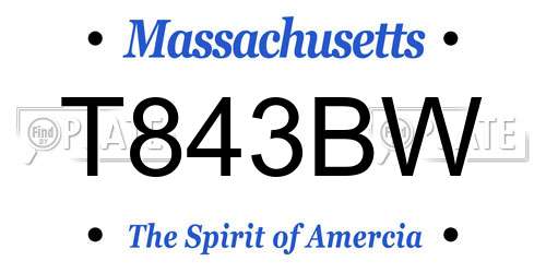 T843BW Massachusetts License Plate