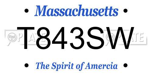 T843SW Massachusetts License Plate