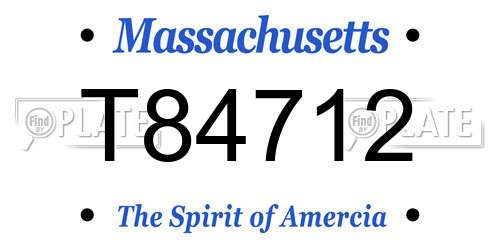T84712 Massachusetts License Plate