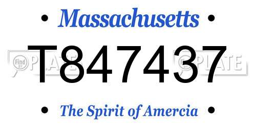 T847437 Massachusetts License Plate