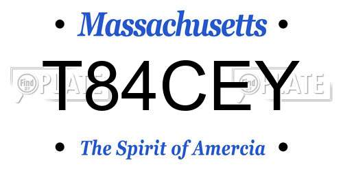 T84CEY Massachusetts License Plate