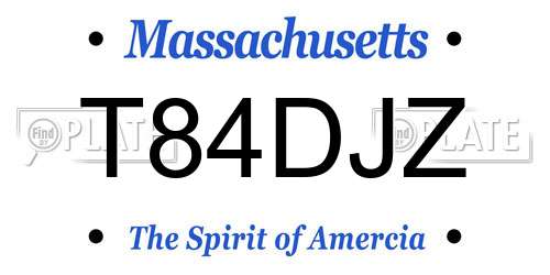T84DJZ Massachusetts License Plate